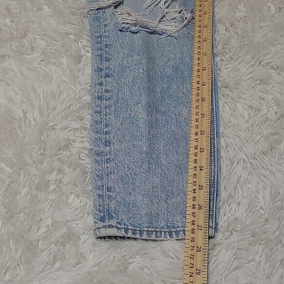 American Eagle Mom Jean Womens Size 2 Regular Light Wash High Rise Distressed - Picture 12 of 12